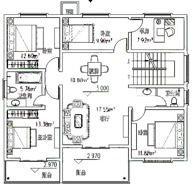簡(jiǎn)單實(shí)用農(nóng)村二層自建房住宅設(shè)計(jì)效果圖，平屋頂設(shè)計(jì)，符合農(nóng)村生活習(xí)慣