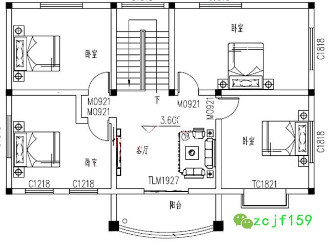 新農(nóng)村二層別墅設(shè)計圖效果圖，外觀時尚大方，層次分明，大坡度房屋頂