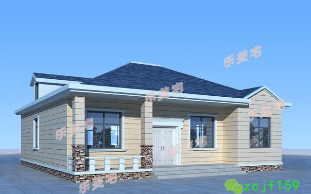 一層農(nóng)村小別墅設(shè)計(jì)效果圖設(shè)計(jì)施工圖，美觀大方，造價(jià)經(jīng)濟(jì)實(shí)惠