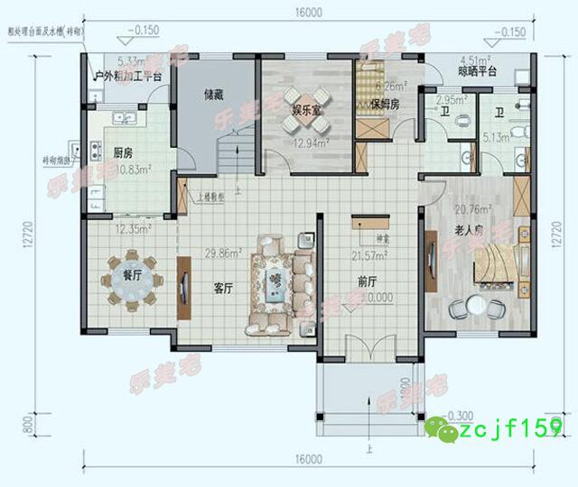 農(nóng)村二層別墅設(shè)計(jì)圖施工圖，占地180平米，外觀造型錯(cuò)落有致，精致大氣