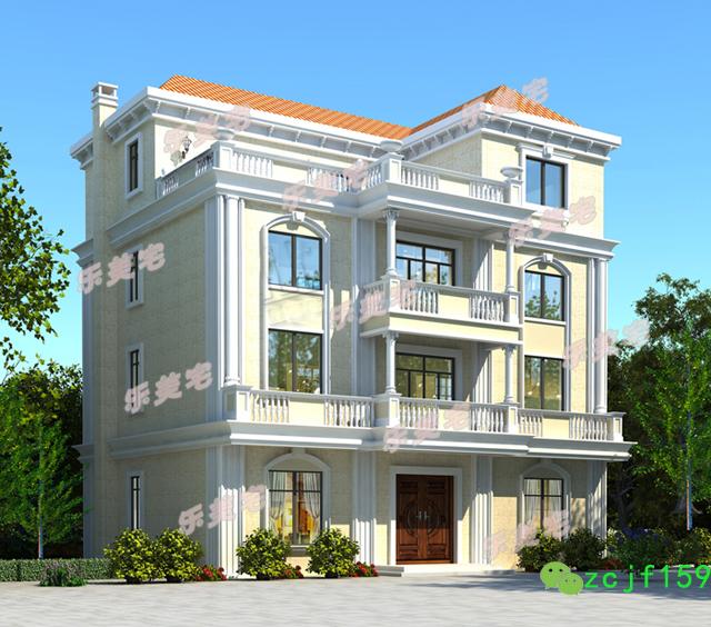 農(nóng)村帶大露臺(tái)四層歐式別墅設(shè)計(jì)圖，簡單大氣，柔美溫馨