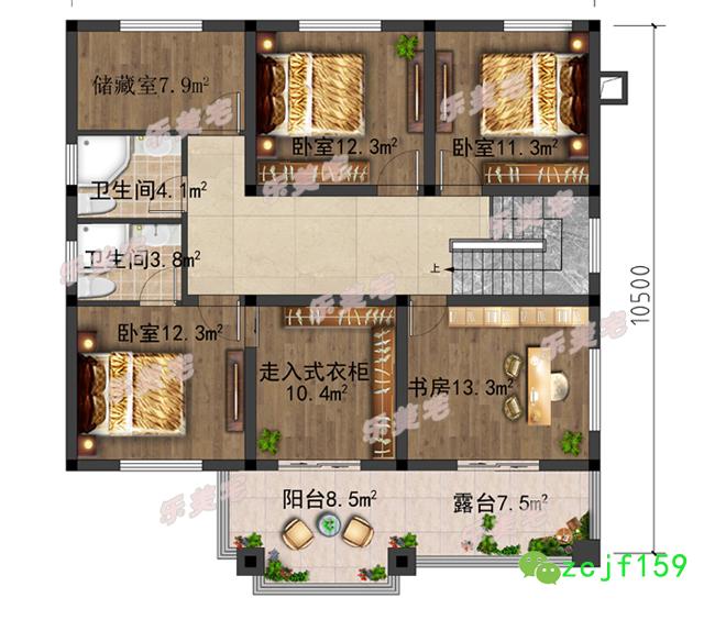 農村二層別墅設計圖，外觀簡潔大方，功能區(qū)分合理