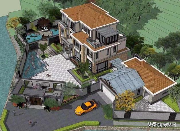 三層新中式別墅設(shè)計(jì)圖，風(fēng)格中西結(jié)合，設(shè)計(jì)感十足