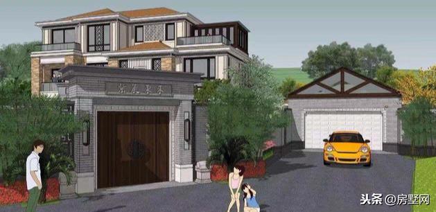 三層新中式別墅設(shè)計(jì)圖，風(fēng)格中西結(jié)合，設(shè)計(jì)感十足