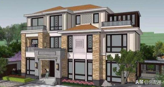 三層新中式別墅設(shè)計(jì)圖，風(fēng)格中西結(jié)合，設(shè)計(jì)感十足