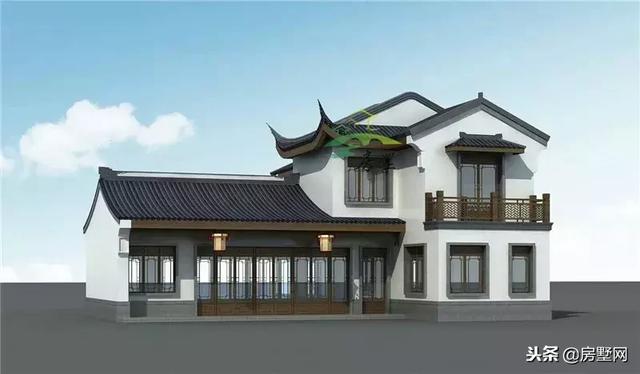 框架結(jié)構(gòu)傳統(tǒng)中式二層高端別墅設(shè)計(jì)圖，外觀漂亮大方，傳統(tǒng)又經(jīng)典，傳三代都不是問題