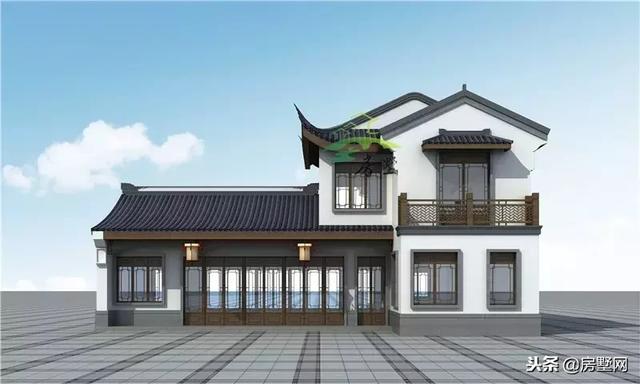 框架結(jié)構(gòu)傳統(tǒng)中式二層高端別墅設(shè)計(jì)圖，外觀漂亮大方，傳統(tǒng)又經(jīng)典，傳三代都不是問題