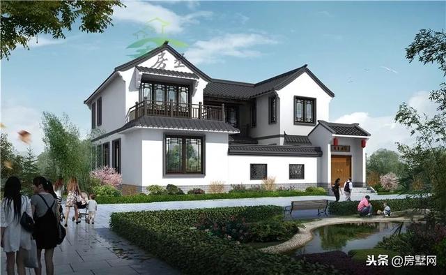 磚混結(jié)構(gòu)中式二層別墅設(shè)計圖，韻味十足，帶給你最好的居住體驗