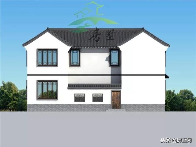 磚混結(jié)構(gòu)中式二層別墅設(shè)計圖，韻味十足，帶給你最好的居住體驗