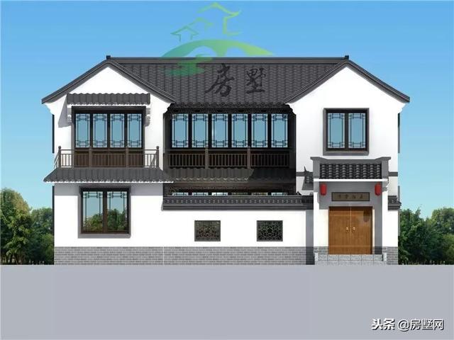 磚混結(jié)構(gòu)中式二層別墅設(shè)計圖，韻味十足，帶給你最好的居住體驗