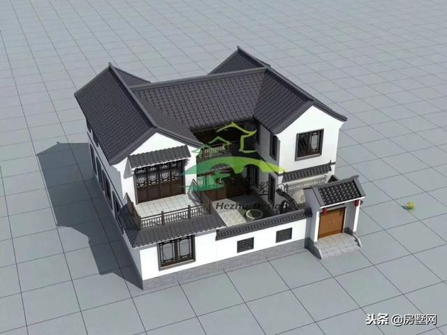 磚混結(jié)構(gòu)中式二層別墅設(shè)計圖，韻味十足，帶給你最好的居住體驗