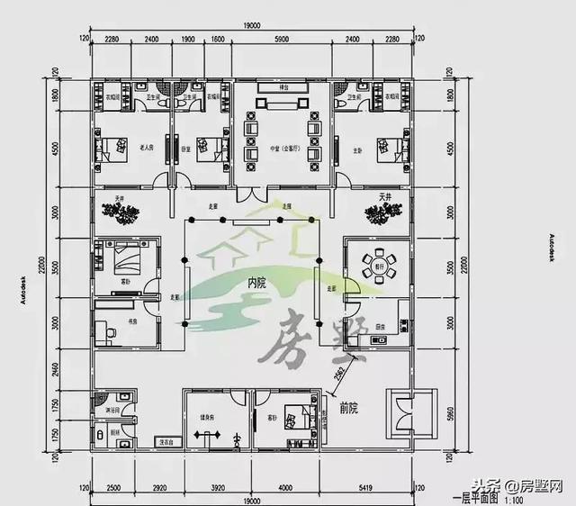 一層四合院別墅設(shè)計(jì)圖，別致的格局，時(shí)代感非常強(qiáng)
