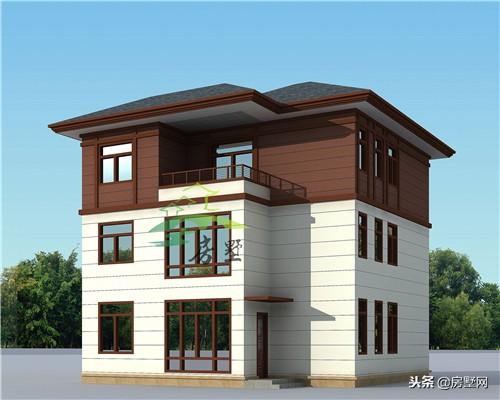 農(nóng)村中式別墅設(shè)計(jì)圖，外觀造型古樸大方，色彩清新淡雅