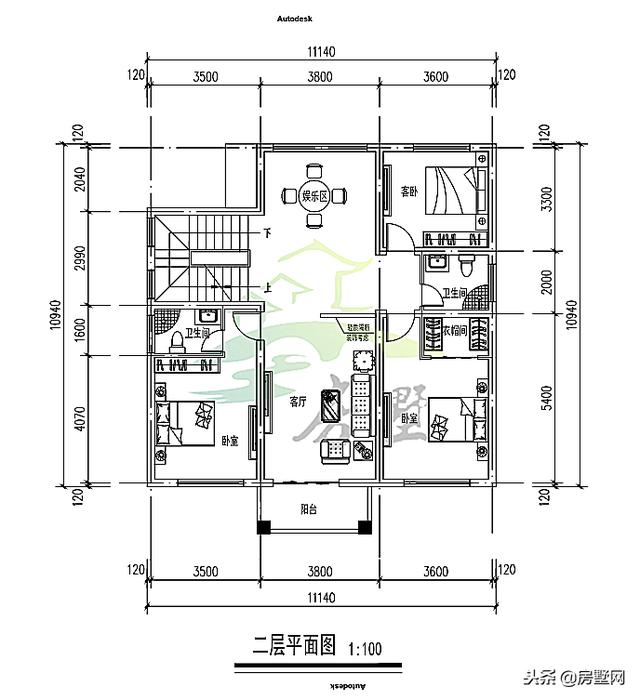 農(nóng)村中式別墅設(shè)計(jì)圖，外觀造型古樸大方，色彩清新淡雅