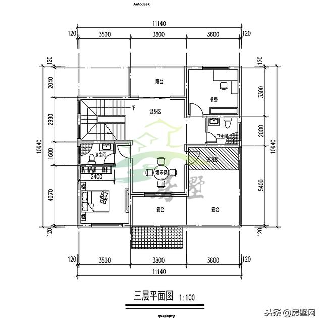 農(nóng)村中式別墅設(shè)計(jì)圖，外觀造型古樸大方，色彩清新淡雅