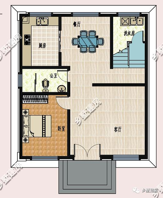 簡(jiǎn)歐風(fēng)農(nóng)村雙拼自建房設(shè)計(jì)圖，客廳挑空，時(shí)尚又大氣