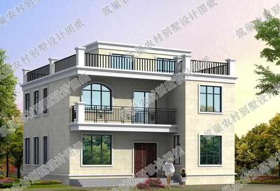 二層精致平屋頂農(nóng)村自建房設(shè)計圖，施工也比較簡單，受到大眾的歡迎