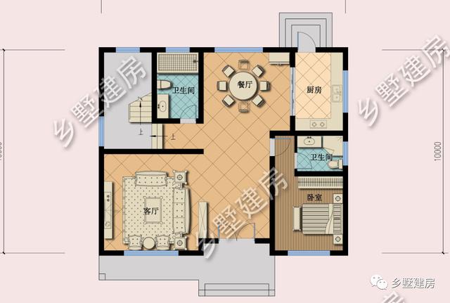 農(nóng)村二層別墅設(shè)計(jì)圖，戶型合理、外觀簡(jiǎn)潔大氣，適合農(nóng)村建造