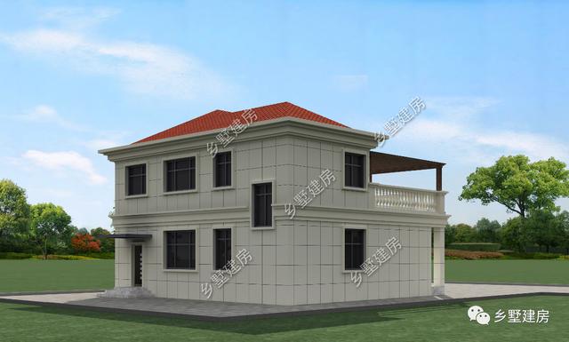 農(nóng)村二層別墅設(shè)計(jì)圖，戶型合理、外觀簡(jiǎn)潔大氣，適合農(nóng)村建造