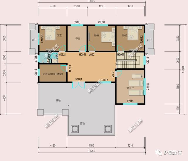 一款兩層歐式別墅設(shè)計圖，外觀清新簡約，室內(nèi)布局實用