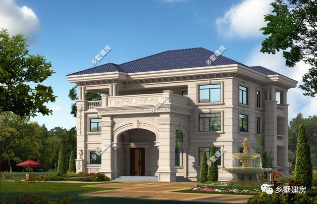 一款兩層歐式別墅設(shè)計圖，外觀清新簡約，室內(nèi)布局實用