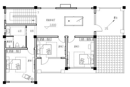 農(nóng)村美式二層別墅設(shè)計(jì)圖，簡(jiǎn)單樸素，戶型合理