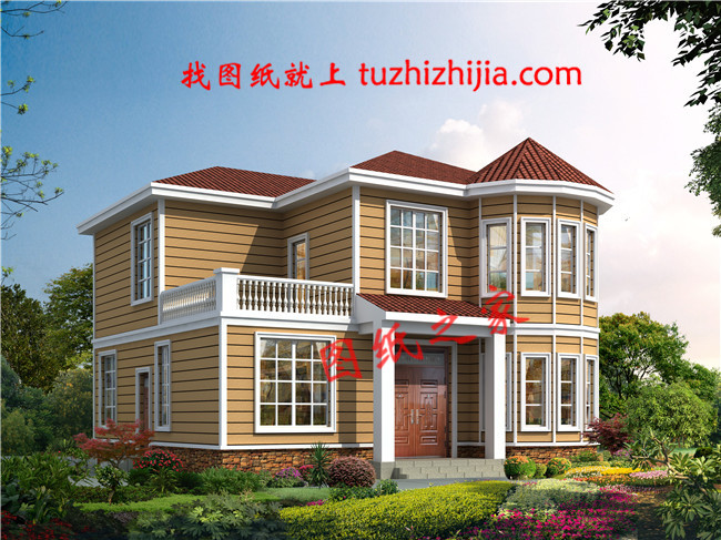 新農(nóng)村自建20萬(wàn)二層小樓外觀圖及戶型圖，簡(jiǎn)單大方，漂亮接地氣