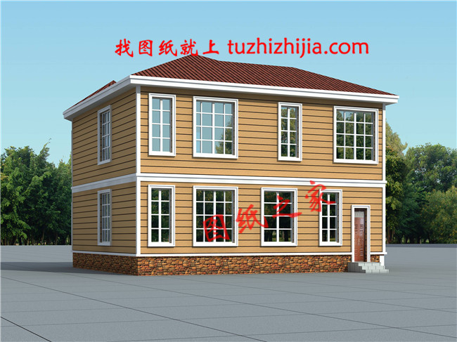 新農(nóng)村自建20萬(wàn)二層小樓外觀圖及戶型圖，簡(jiǎn)單大方，漂亮接地氣