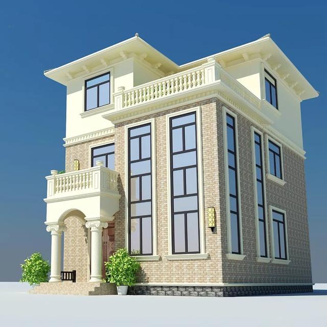 農(nóng)村三層別墅設(shè)計(jì)圖，配色清新淡雅，又非常時(shí)尚