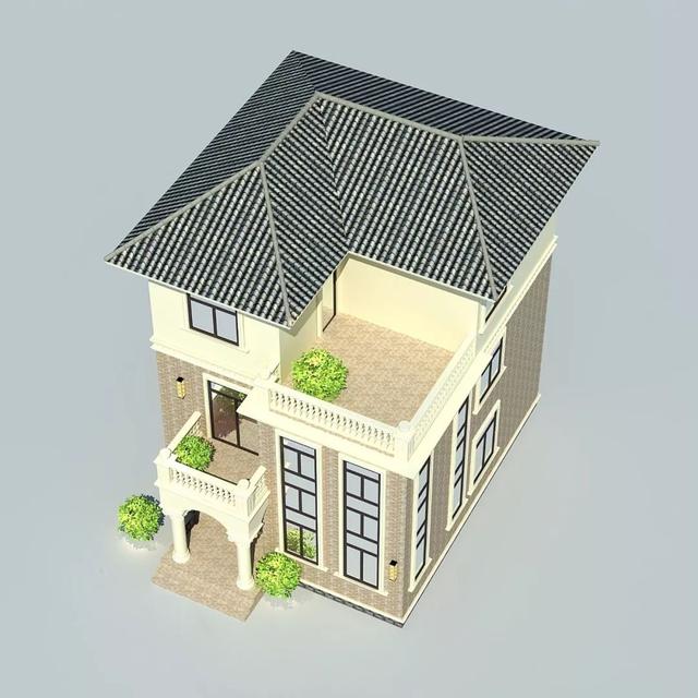 農(nóng)村三層別墅設(shè)計(jì)圖，配色清新淡雅，又非常時(shí)尚