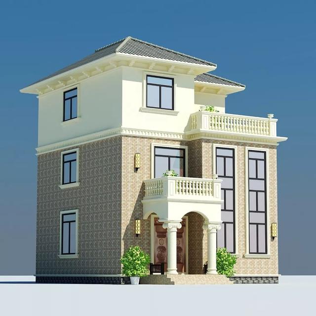 農(nóng)村三層別墅設(shè)計(jì)圖，配色清新淡雅，又非常時(shí)尚