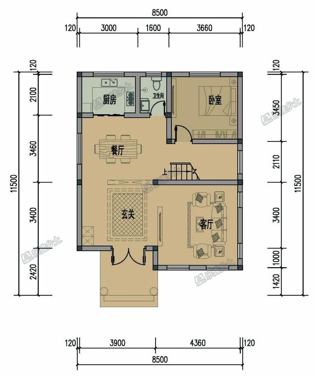 農(nóng)村三層別墅設(shè)計(jì)圖，配色清新淡雅，又非常時(shí)尚