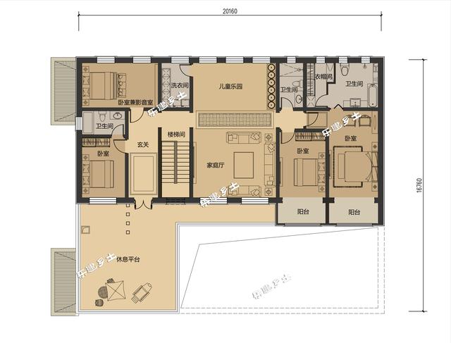 二層美式民宅設(shè)計(jì)圖，功能設(shè)計(jì)齊全，根據(jù)住戶需求設(shè)計(jì)