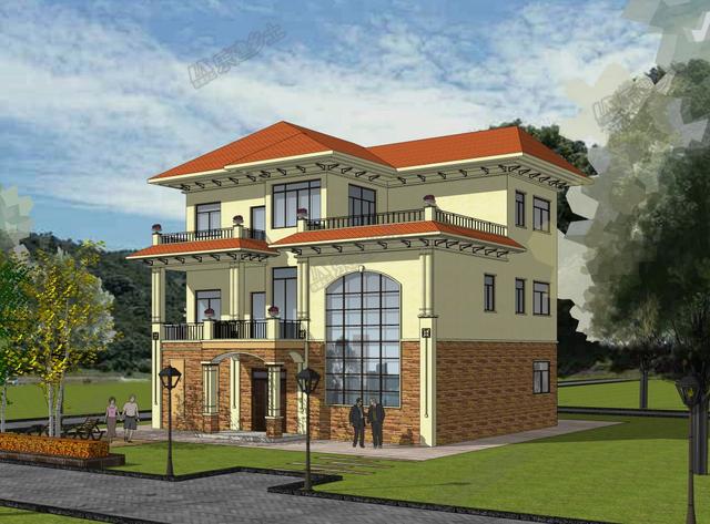 三層歐式別墅設(shè)計(jì)圖，既有恢弘大氣的外觀，又有清新自然的質(zhì)感