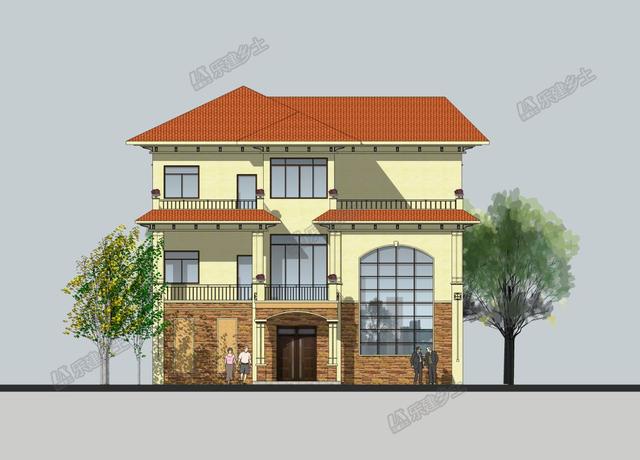 三層歐式別墅設(shè)計(jì)圖，既有恢弘大氣的外觀，又有清新自然的質(zhì)感