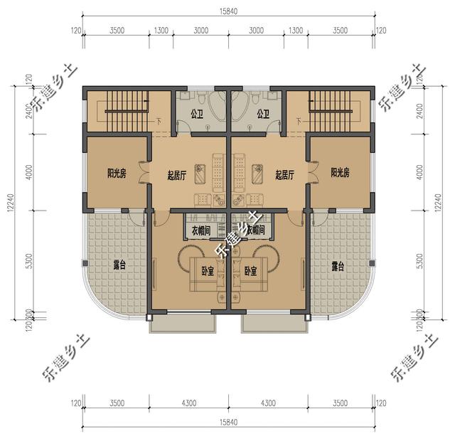 歐式雙拼三層別墅設(shè)計(jì)圖，結(jié)構(gòu)清晰合理，居住舒適