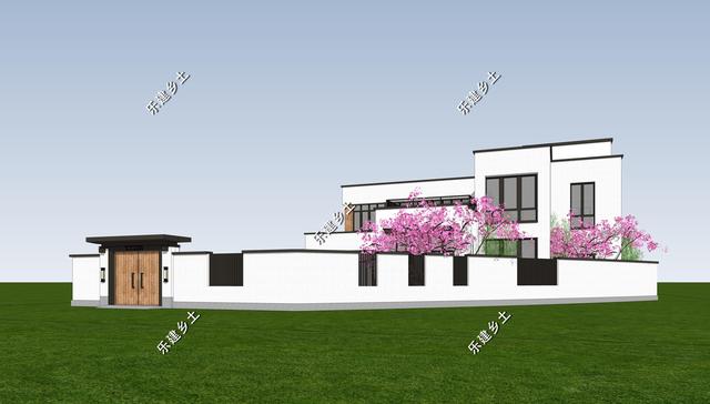 現(xiàn)代風格別墅設(shè)計圖，簡約時尚，干凈利落，顯現(xiàn)清新自然氛圍