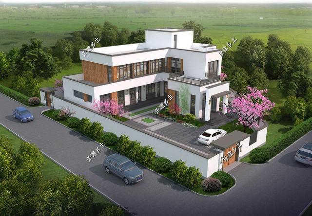 現(xiàn)代風格別墅設(shè)計圖，簡約時尚，干凈利落，顯現(xiàn)清新自然氛圍