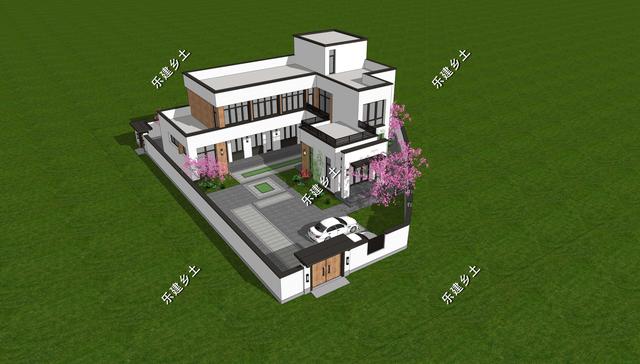 現(xiàn)代風格別墅設(shè)計圖，簡約時尚，干凈利落，顯現(xiàn)清新自然氛圍