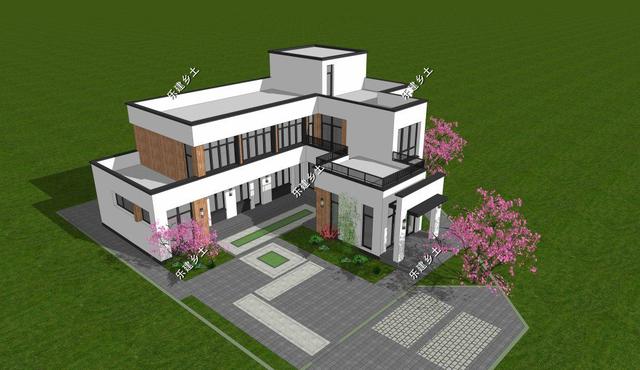 現(xiàn)代風格別墅設(shè)計圖，簡約時尚，干凈利落，顯現(xiàn)清新自然氛圍