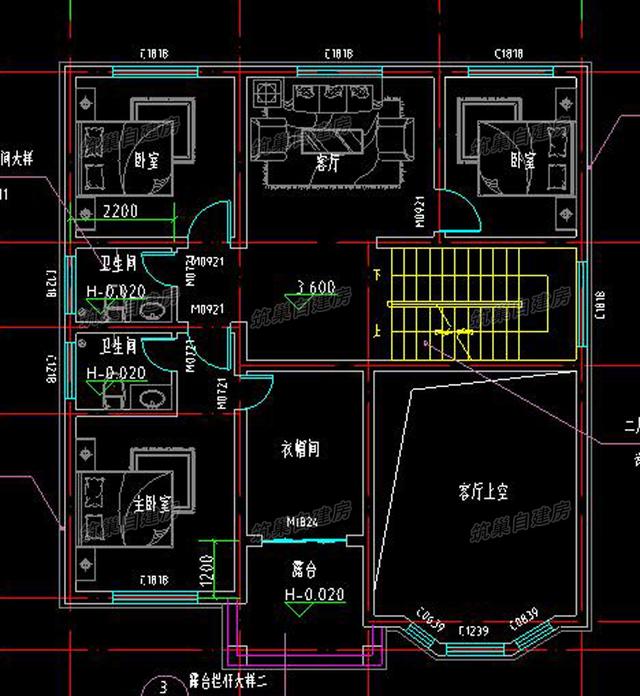 二層農(nóng)村自建房設(shè)計圖，戶型功能設(shè)計合理，實用性較強，非常適合農(nóng)村自建房