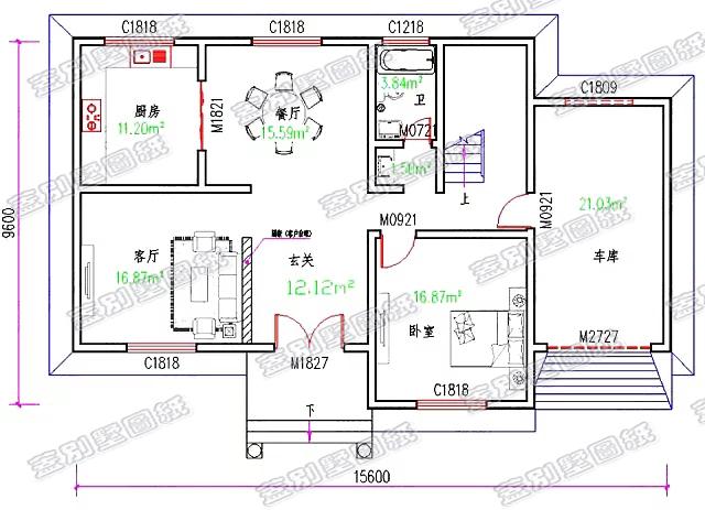 磚混結構帶車庫農(nóng)村二層自建房設計圖，配色氣質優(yōu)雅，功能多樣化設計