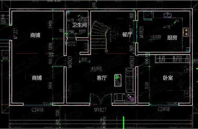 帶商鋪二層平屋頂自建房設(shè)計圖，商住兩用，最大限度滿足生活需求