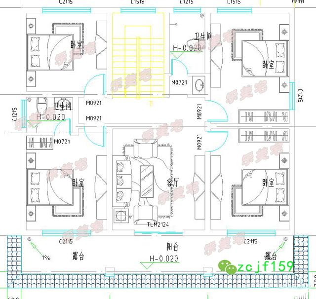 磚混結(jié)構(gòu)新農(nóng)村二層平屋頂自建房別墅設(shè)計圖，布局舒適實用