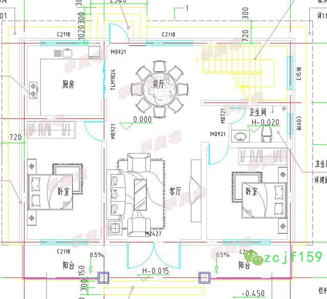 磚混結(jié)構(gòu)新農(nóng)村二層平屋頂自建房別墅設(shè)計圖，布局舒適實用
