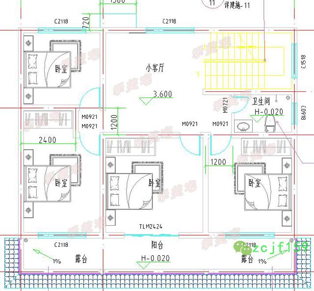 磚混結(jié)構(gòu)新農(nóng)村二層平屋頂自建房別墅設(shè)計圖，布局舒適實用