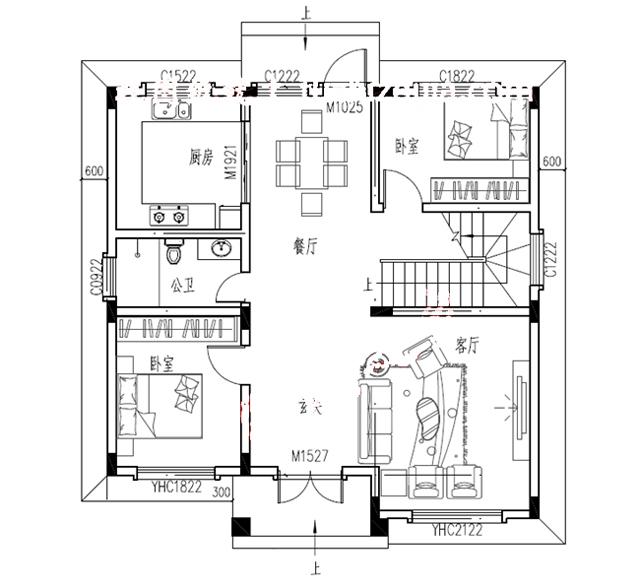 農(nóng)村二層自建別墅設(shè)計(jì)圖，精致典雅，戶型簡單合理