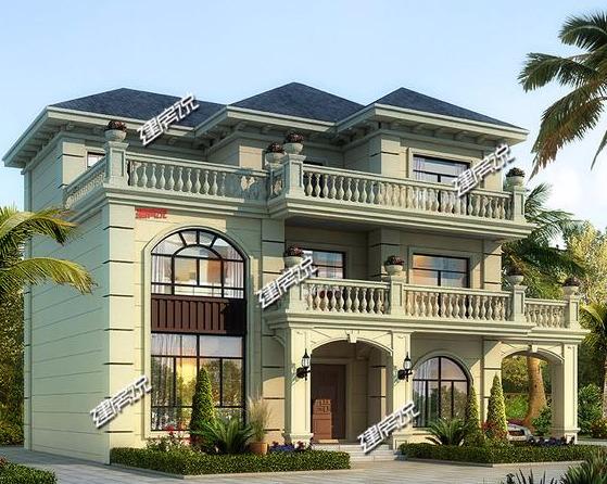 豪華大氣三層歐式別墅設(shè)計圖，多窗多露臺，室內(nèi)布局溫馨實用