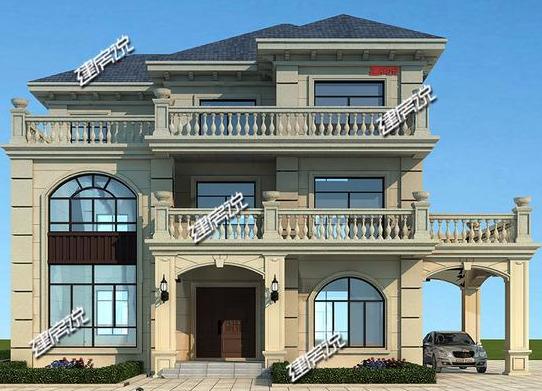 豪華大氣三層歐式別墅設(shè)計圖，多窗多露臺，室內(nèi)布局溫馨實用