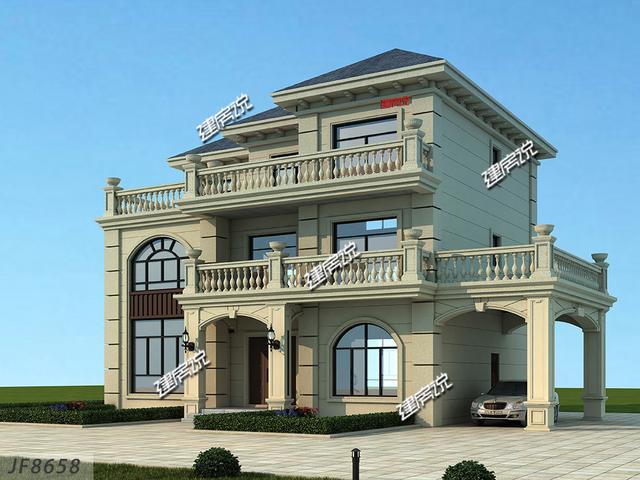 豪華大氣三層歐式別墅設(shè)計圖，多窗多露臺，室內(nèi)布局溫馨實用